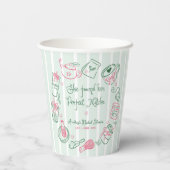 Perfektes Matcha Rosa und Grünes Brautparty-Papier Pappbecher (Rückseite)