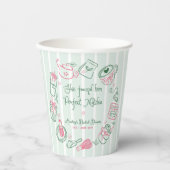 Perfektes Matcha Rosa und Grünes Brautparty-Papier Pappbecher (Vorderseite)