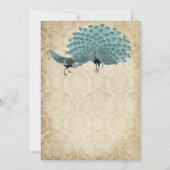 Perfektes Paar Aqua Aged Damask Peacock Elegante Einladung (Rückseite)