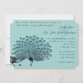 Perfektes Paar Aqua Silver Peacock Metallische Ele Einladung (Vorderseite)