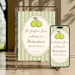 Perfektes Paar Birnen Hochzeit Shower Willkommenss Poster