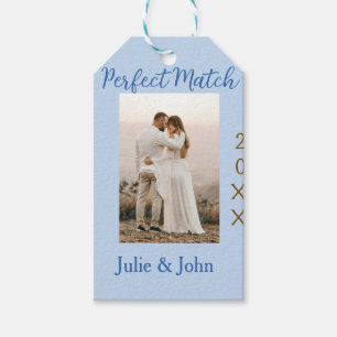 perfektes Paar-Foto Jahr Name blau trendy m Geschenkanhänger