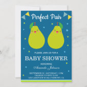 Perfektes Paar Niedlich Pear Twin Baby Dusche Einl Einladung (Vorderseite)