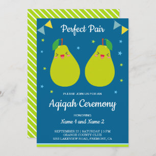 Perfektes Paar Niedlich Pear Twins Aqiqah Einladung