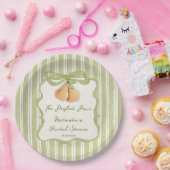 Perfektes Paar Salbeigrün gestreifte Birnen-Jungge Pappteller (Party)