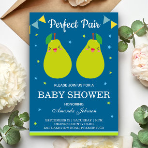 Perfektes Paar Süße Birnen Zwillinge Baby Shower E Einladung