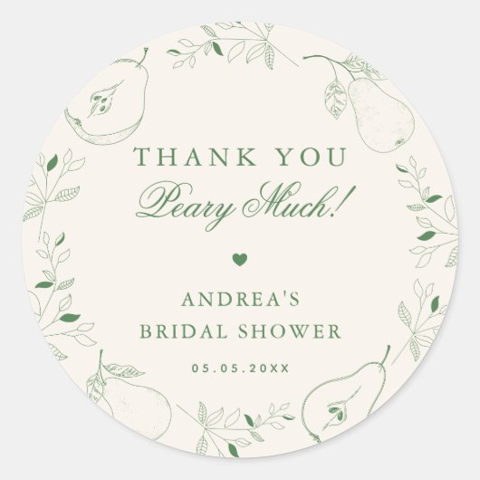 Perfektes Pair Pear Theme Brautparty Vielen Dank Runder Aufkleber (Vorderseite)