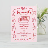 Perfektes passendes handgezeichnetes Coquette-Brau Einladung (Stehend Vorderseite)