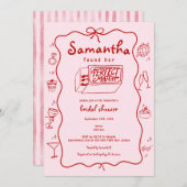 Perfektes passendes handgezeichnetes Coquette-Brau Einladung (Vorne/Hinten)