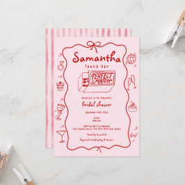 Perfektes passendes handgezeichnetes Coquette-Brau Einladung