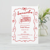 Perfektes passendes handgezeichnetes Coquette-Brau Einladung (Stehend Vorderseite)