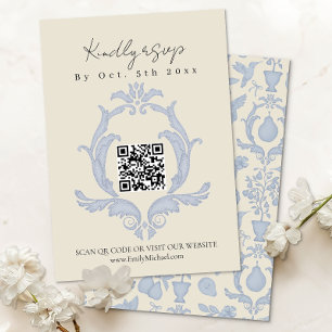 Perfektes Pear-Brautparty Blue Damask RSVP-Karte RSVP Karte