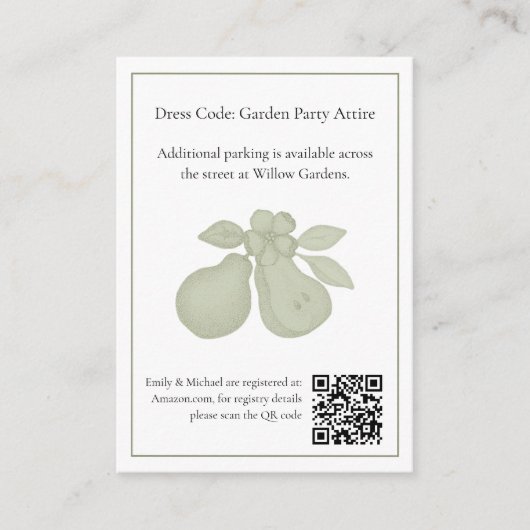 Perfektes Pear-Brautparty | Register "Sage Green" Begleitkarte (Vorderseite)