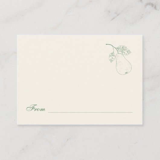Perfektes Pear Display Dusch-Brautparty Begleitkarte (Rückseite)
