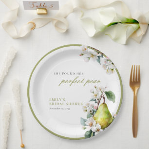 Perfektes Pear Floral Brautparty Pappteller
