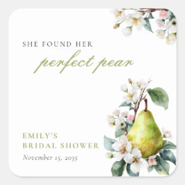 Perfektes Pear Floral Brautparty Quadratischer Aufkleber