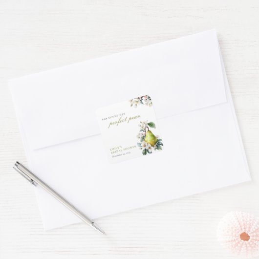Perfektes Pear Floral Brautparty Quadratischer Aufkleber (Umschlag)