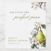 Perfektes Pear Floral Brautparty Weinetikett (Einzelnes Label)