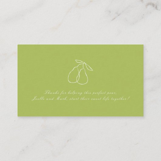 Perfektes Pear QR Code Grünes Brautparty Begleitkarte (Rückseite)