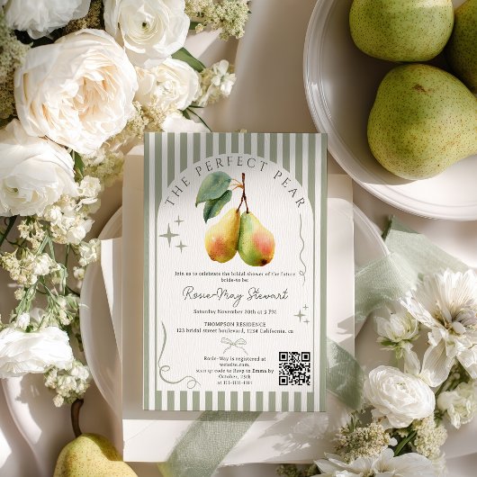 Perfektes Pear Retro Altes Geld Pair Qr Brautparty Einladung
