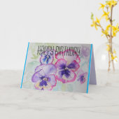 Perfektes Pink Stiefmütterchen Wasserfarben Kunst  Karte (Gelbe Blume)