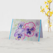 Perfektes Pink Stiefmütterchen Wasserfarben Kunst  Karte (Gelbe Blume)