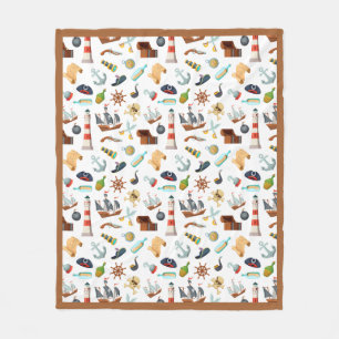 Perfektes Pirate Pattern Fleece Blanket