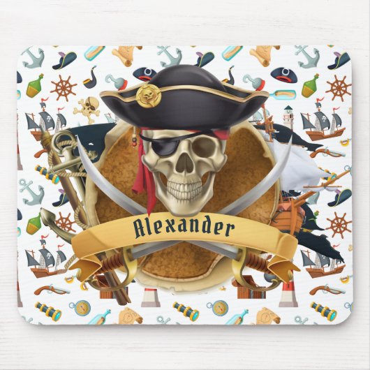 Perfektes Piratenmuster PERSONALISIEREN Mousepad (Vorne)