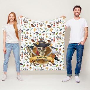 Perfektes Piratenmuster PERSONALIZE Fleecedecke