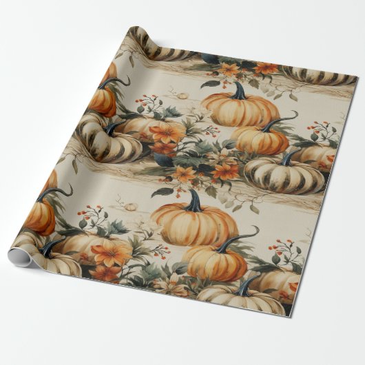 Perfektes Pumpkin Party Halloween Erntedank Fall Geschenkpapier (Ungerollt)