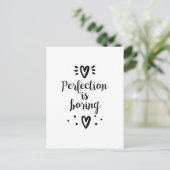 Perfektion ist langweilig lustiges Zitat Postcard Postkarte (Stehend Vorderseite)