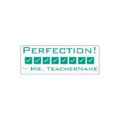"Perfektion!" + Lehrer Name Gummi Briefmarke Permastempel (Design)