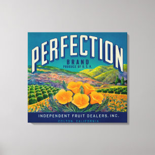 Perfektion orange LabelColton, CA Leinwanddruck
