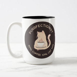 Perfektionist Kaffee- und Katzenliebhaber Lustiger Zweifarbige Tasse