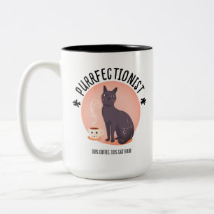Perfektionistische Katzenmutter Kaffeeliebhaberin  Zweifarbige Tasse
