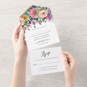 Perforierte abnehmbare RSVP Hochzeit Alles in 1 Ei All In One Einladung