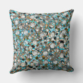 Perforiertes blaues Stück über weißer Textur Kissen (Rückseite)