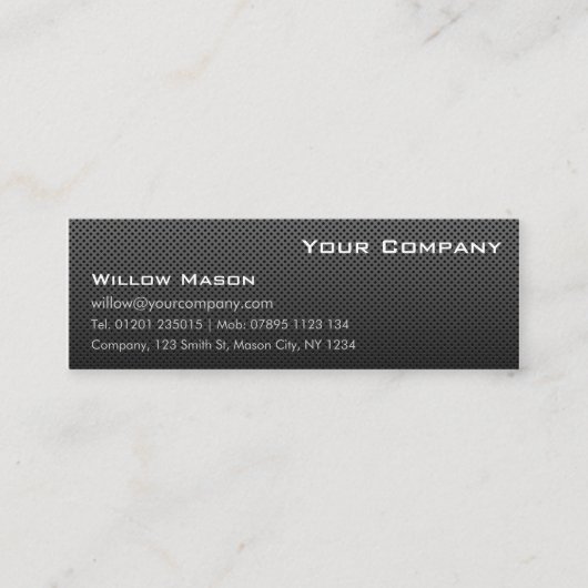 Perforiertes schwarzes Metall, schlankes Profil Vi Mini Visitenkarte (Vorderseite)