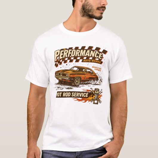 Performance Auto Works Muscle-Car-Kunst T-Shirt (Vorderseite)