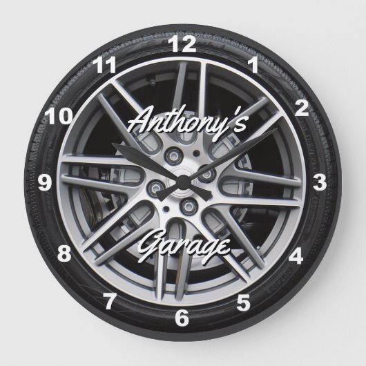 Performance Car Tire Personalized Große Wanduhr (Vorderseite)