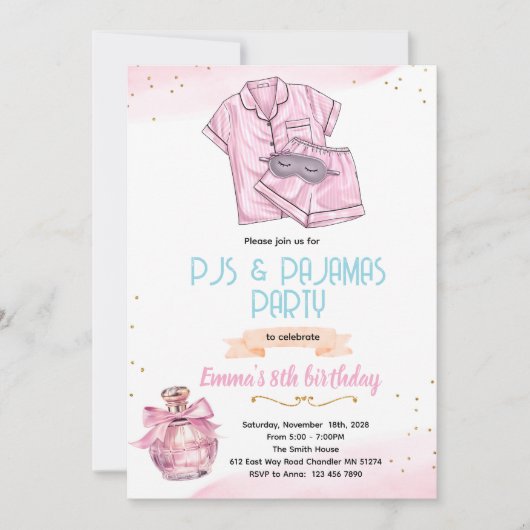 Perfume and Pajamas party Invitation Einladung (Vorderseite)