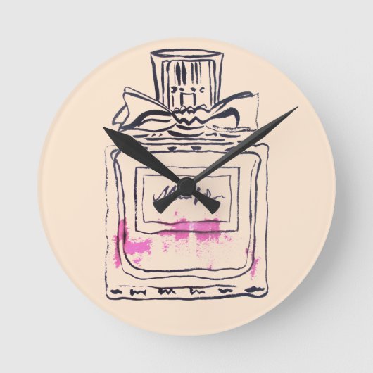 Perfume bottle fashion watercolour illustration runde wanduhr (Vorderseite)