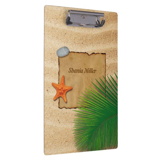 Pergament auf Sand-Hintergrund - Klemmbrett (Rechts)