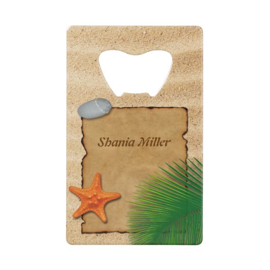 Pergament auf Sandboden - Flaschenöffner (Vorderseite)