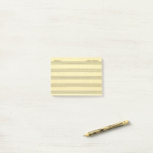 Pergament-Blick-Musik-Personal-optionaler Text und Post-it Klebezettel (Auf Schreibtisch)