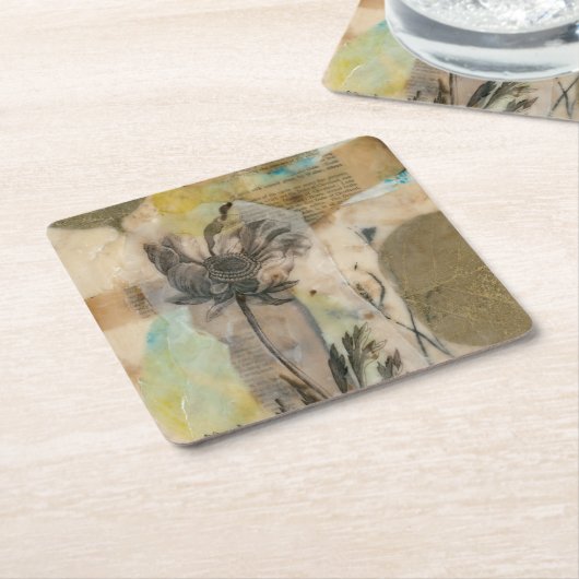 Pergament Blumen-II Rechteckiger Pappuntersetzer (angewinkelt)