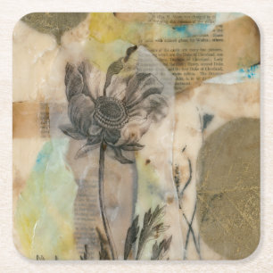 Pergament Blumen-II Rechteckiger Pappuntersetzer