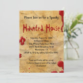 Pergament Blut Spritzer Spuk Haus Einladung (Stehend Vorderseite)