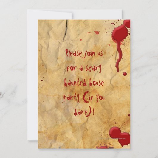 Pergament Blut Spritzer Spuk Haus Einladung (Rückseite)