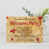 Pergament, Blutes Spritzer Halloween Einladungen (Stehend Vorderseite)